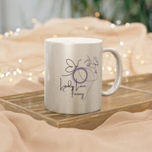 Purple Butterflies and Purple Lady Metallic Mug (SilverGold) Daily coffee mug, Best Gift for mom, Friend, Sister Gifts, 11oz Mug, style
